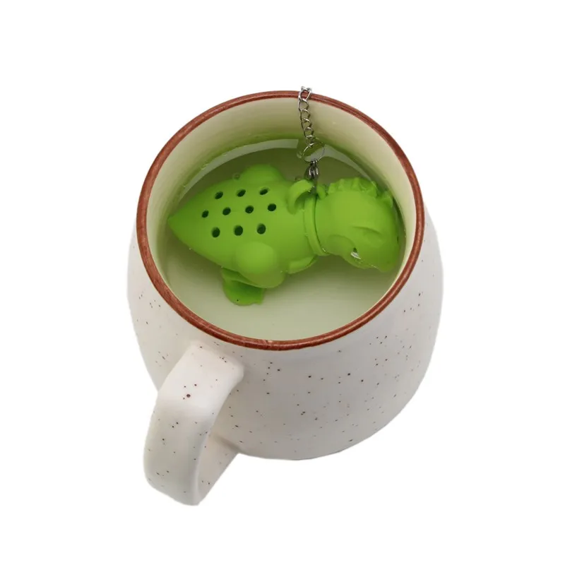 Зеленый силиконовый заварочник чай динозавр ситечко для листьев травяной фильтр диффузор милый чай для заварки кофе и принадлежность для чая производители