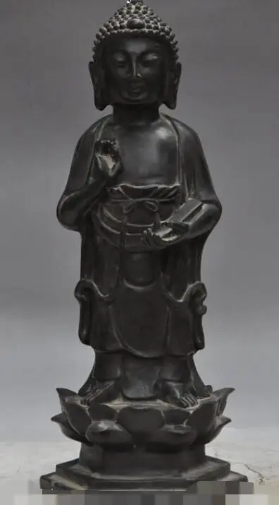 

S4910 14"old chinese buddhism bronze pray sakyamuni Shakyamuni Tathagata buddha statue