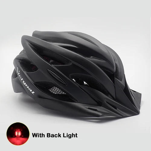 VICTGOAL шоссейные велосипедные шлемы с светильник солнцезащитный козырек сетка от насекомых дышащий велосипедный шлем для мужчин MTB горный велосипедный шлем задний светильник - Цвет: Matte Black Helmet