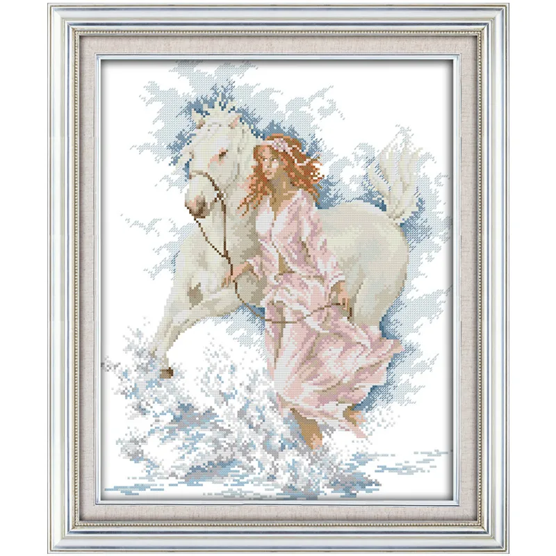 The Angle Girl Walk With Her Horse Китайская вышивка крестиком Набор для творчества считаемая