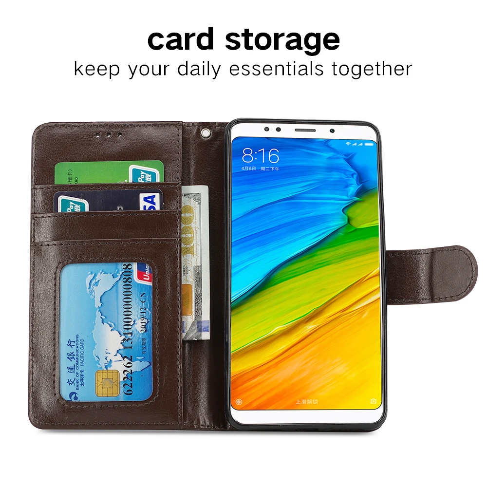IDOOLS флип чехол для Xiaomi Redmi 5 плюс + Роскошный кошелек PU мешки кожаные телефона