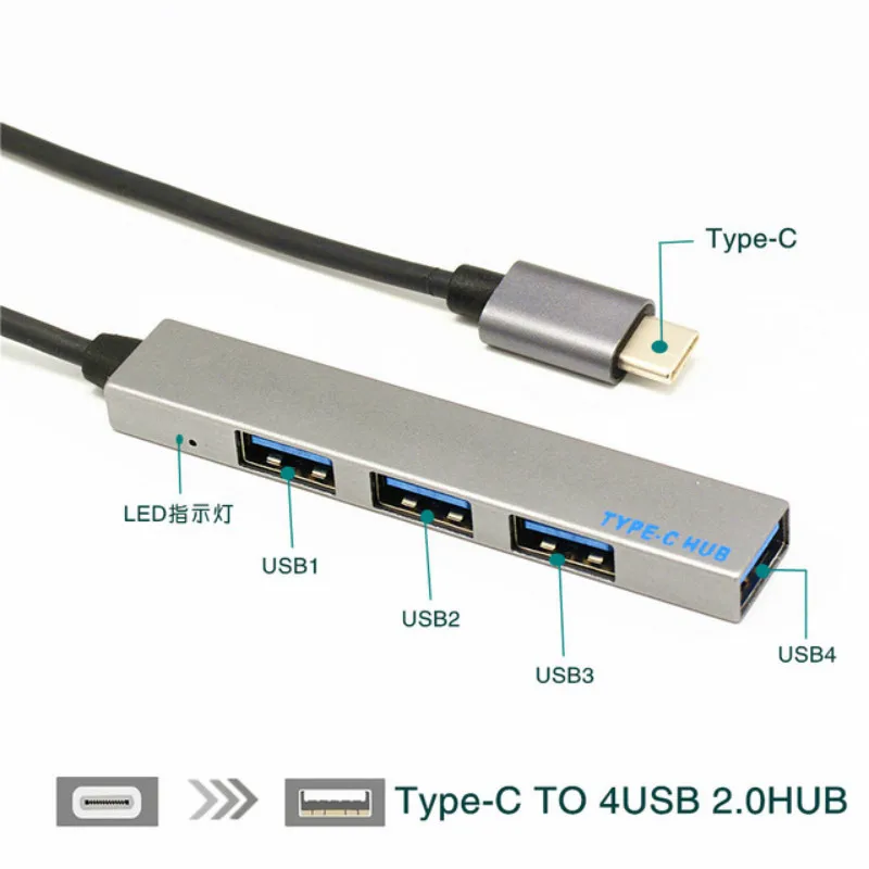 USB концентратор 3,0 высокого качества type-C до 4 USB C концентратор расширитель ультратонкий мини Портативный 4-портовый usb type C концентратор