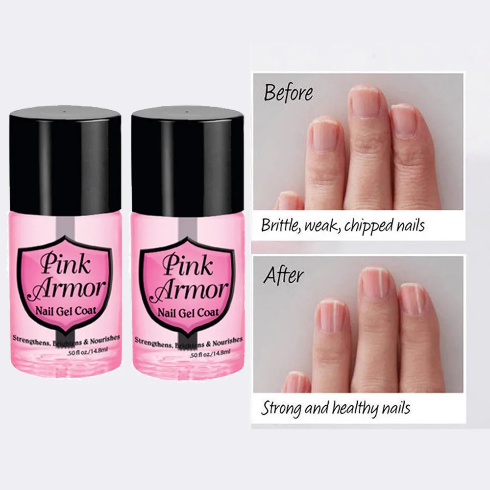 

2 PC Pink Armor Nail Gel Polish 29.6ml Transparent Nail Gel Polish UV LED Nail Art Tool Use Base top Coat Peel Off Acrylic Gel