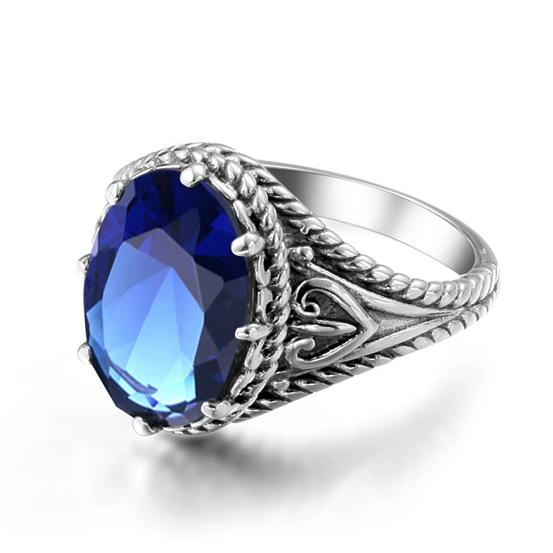 Szjinao Solid 925 Sterling Silver Women Rings Engagement Anchor Bohemia Jewelry Sapphire Fashion Jewelry Anniversary Gift