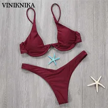

VINIKNIKA Sexy Woman Bikini Set Solid Color Sling Swimwear Low Waist High Quality Fabric Summer Beach Lady's Bathing Suit