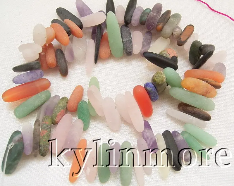 

4x14-4x20MM Frosted crystal stone Fancy Beads 15.5''