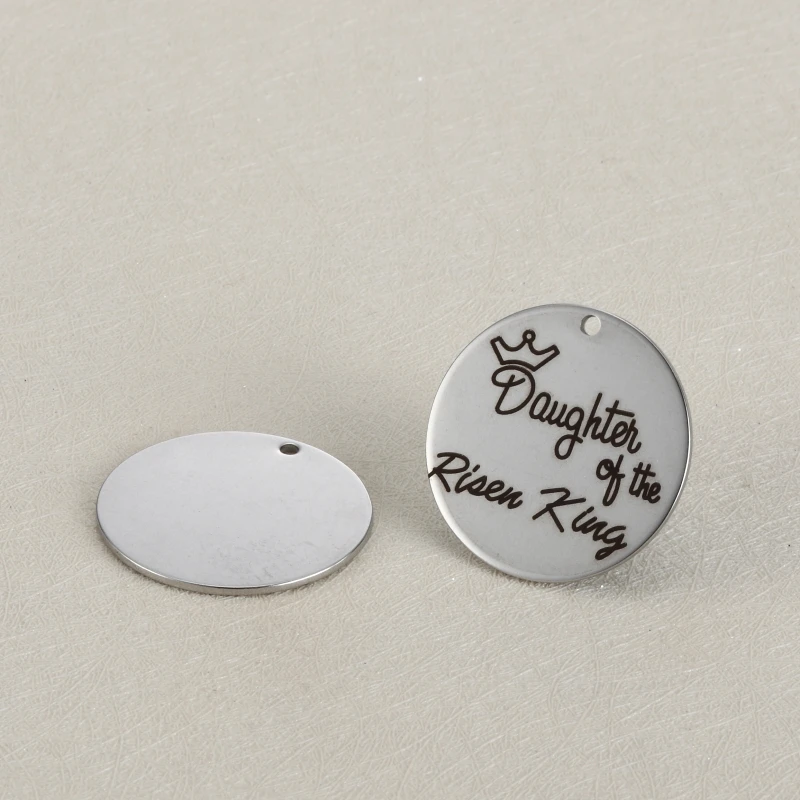 

20pcs 25mm Stainless steel DIY handmade jewelry Lettering Daughter of the Risen King charm for jewelry making