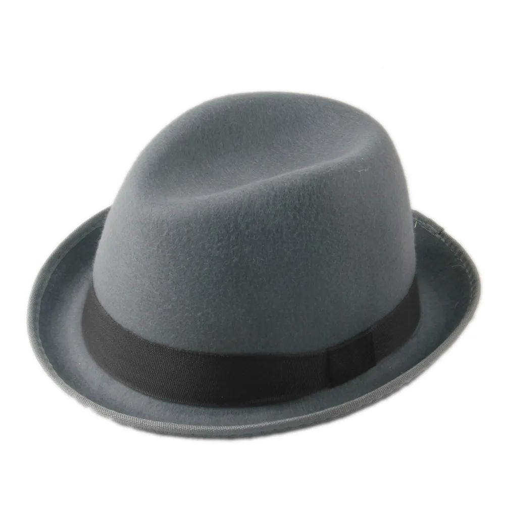 LUCKYLIANJI ретро жесткий фетр для женщин и мужчин со складками полями Billycock Sag Top шляпа Боулер Дерби джазовая фетровая шляпа(один размер: 57 см