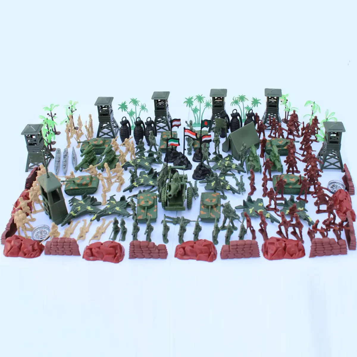 170pcs/set Military Plastic Model Toy Army Men Figures & Accessories Playset Kit Decor Gift Model T
