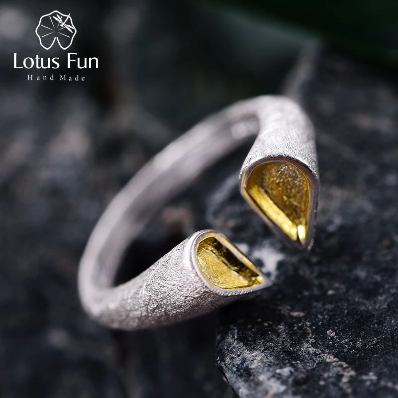 Lotus весело натуральная 925 пробы Серебряные кольца для Для женщин Простой сердце милое обручальное кольцо Открыть Регулируемая серебро 925 ювелирные изделия