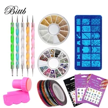 Bittb аксессуары для ногтей комплект Стразы для ногтей красочные Rolls Чередование, ногтей тиснения шаблон ручка-Дотс для рисования