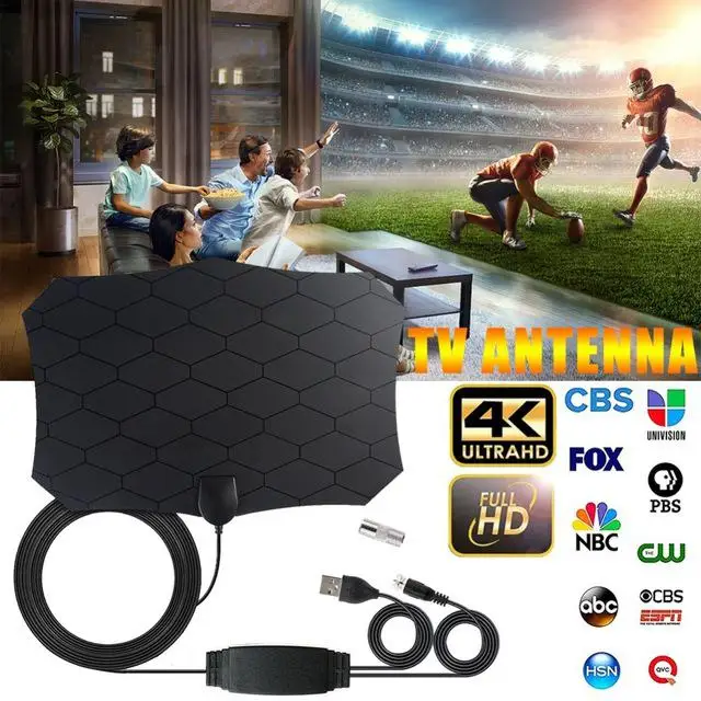 

DSstyles 120 Miles Digital TV Antenna 25DB HDTV Antenna with Amplifier Signal Booster Radius Fox DVB-T2 Indoor Satellite Grid Aerial