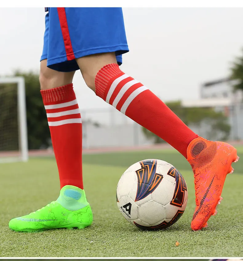 Высокие футбольные бутсы по щиколотку; уличные Нескользящие футбольные бутсы; длинные шипы и короткие шипы; оригинальная футбольная обувь
