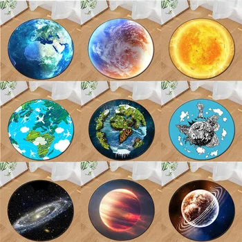 

Floor Mat Space Star Earth Design Round Anti-slip Modern Area Rug Living Room Bedroom Carpet Area Rugs Doormat Home Decor D#3