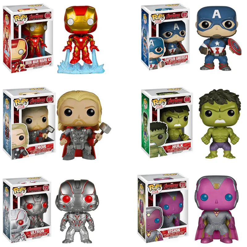 

FUNKO pop Avengers: Age of Ultron IRON MAN HULK CAPTAIN AMERICA Model Figure Collectible Model Toy for gift