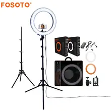 FOSOTO RL-18 photography lighting Dimmable 55W 5500K Ring Lamp Camera Photo Studio Phone Video Led Ring Light With Tripod Stand цена FOSOTO RL-18 photography lighting Dimmable 55W 5500K Ring Lamp Camera Photo Studio Phone Video Led Ring Light With Tripod Stand цены онлайн