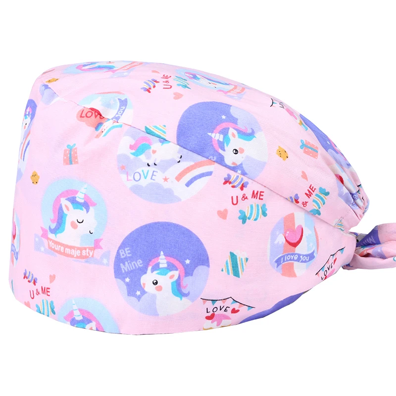 

Unicorn Surgical Caps Scrub Hats 100% Cotton Womens Nurse Work Hat Hospital Operating Room Doctor Caps Dental Clinic Scrub Caps