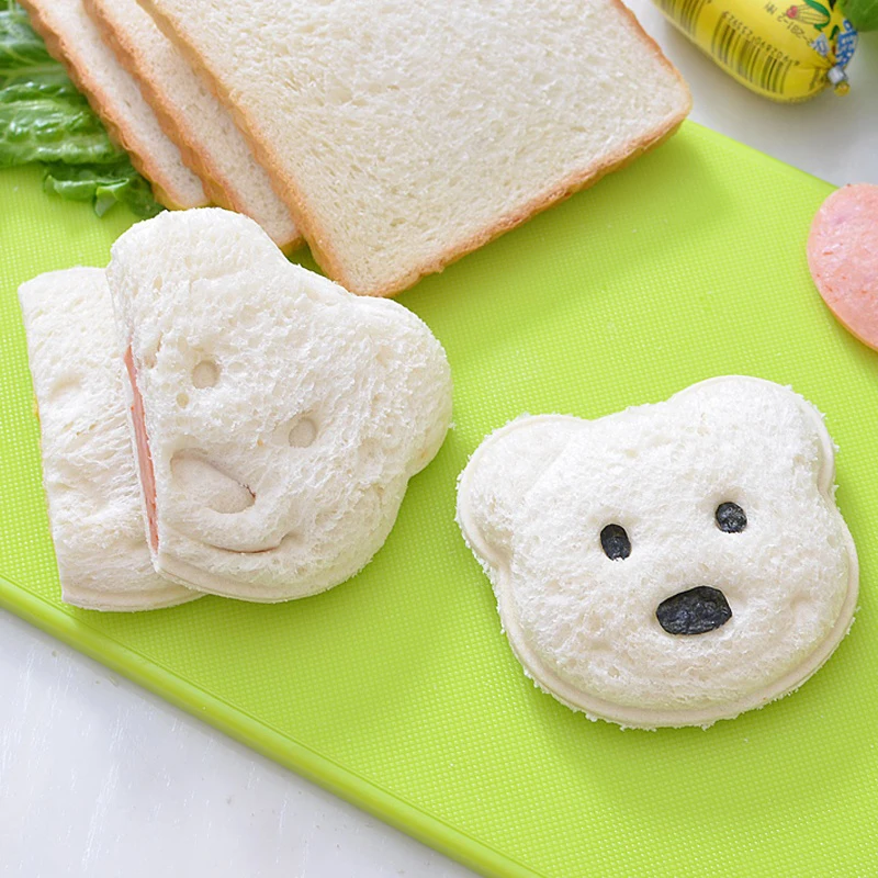 

1Pc Sandwich Toast Bread Mold Yellow Cartoon Bear Lovely Animal Sushi Rice Mold Maker Cookie Biscuit Making Machine Baking Tool