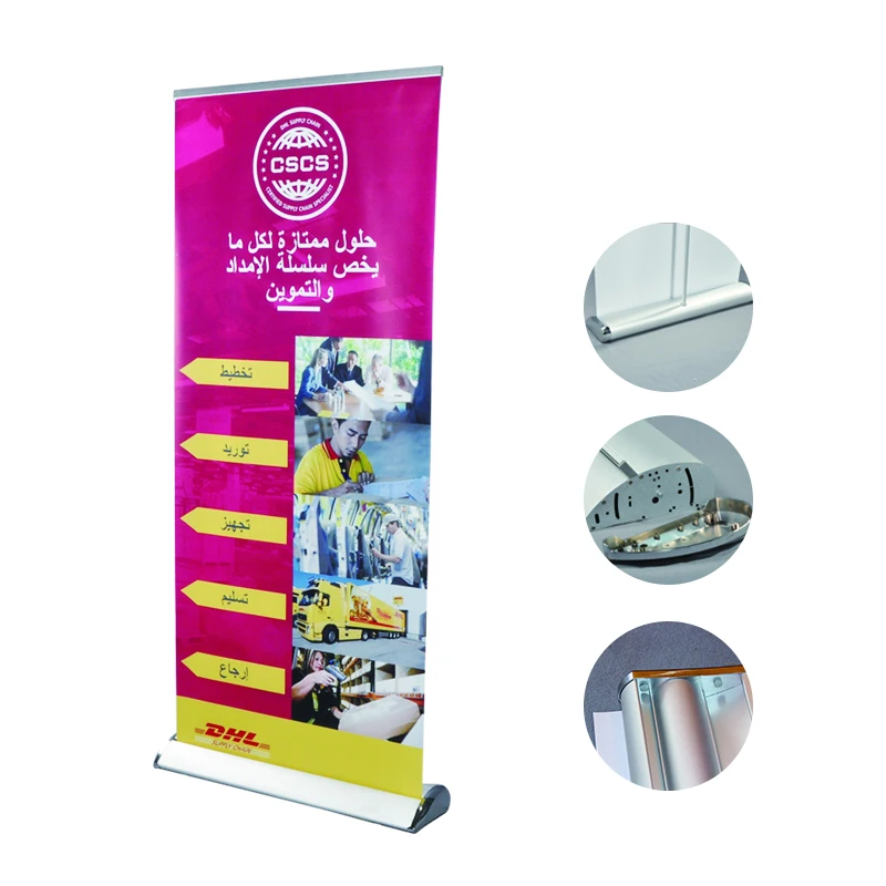 85*200 double sided roll up banner stand with custom logo for exhibition