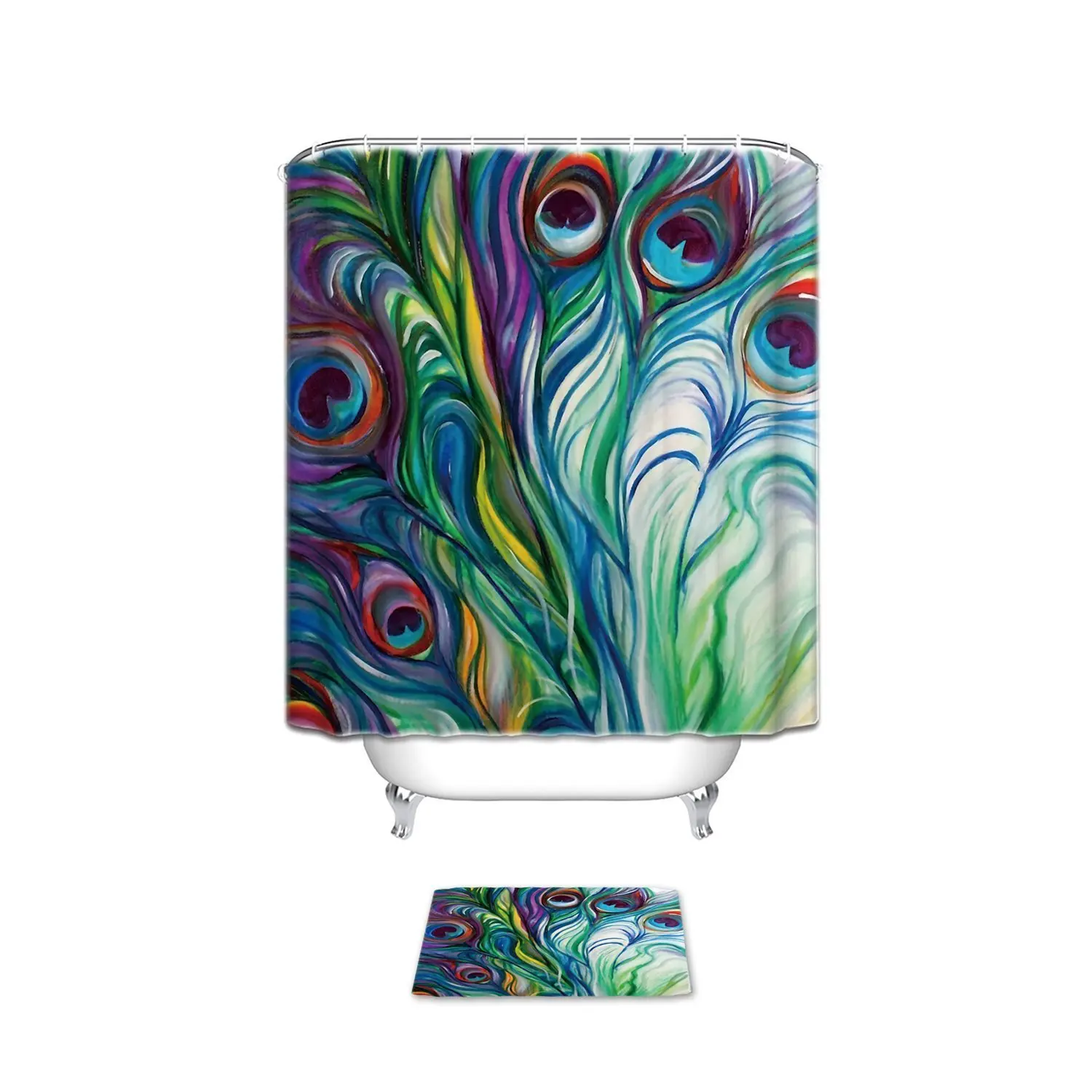 Memory Home Flawless Peacock Feathers Watercolor Painting Bathroom