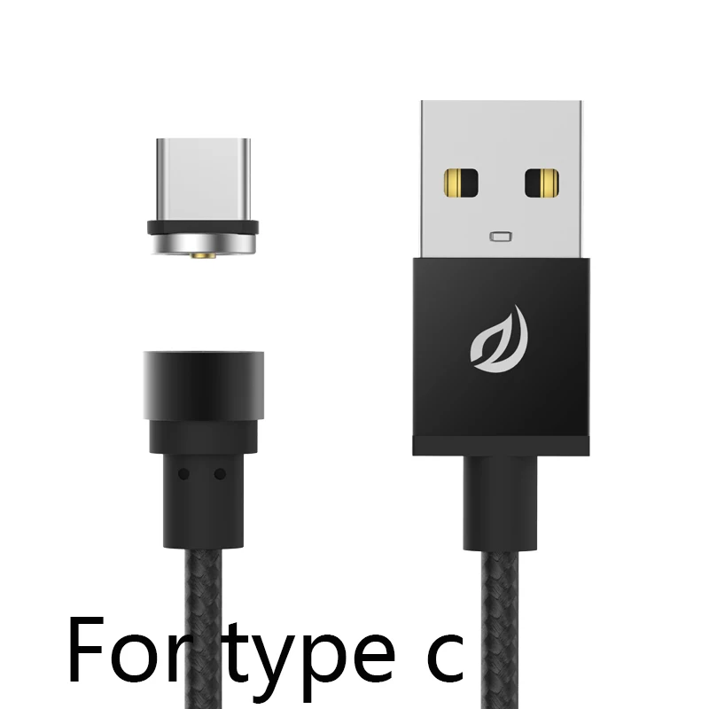 WSKEN Круглый Магнитный кабель, USB C type C Micro USB кабель магнитное зарядное устройство кабели для мобильных телефонов для iPhone 7 8 X USB кабель - Цвет: for type c black