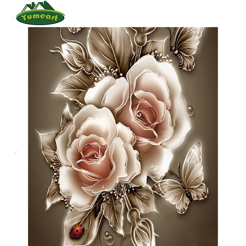 Kit per decorazione 5D tipo punto croce//mosaico con brillanti in resina con strumenti Rose 25x30cm