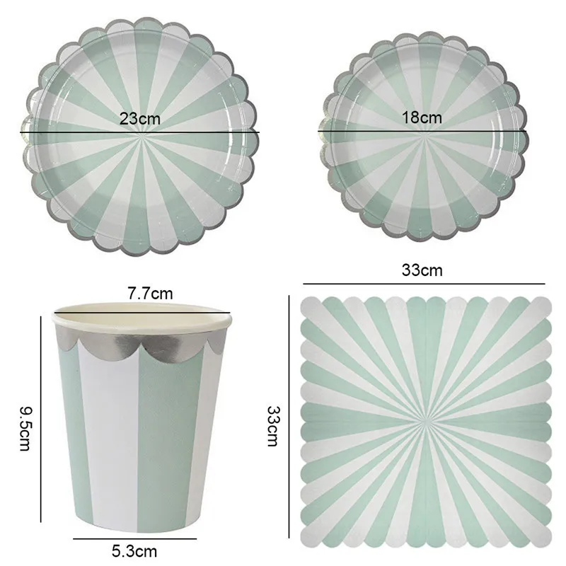 Одноразовая бумажная посуда мятно-зеленого цвета, наборы 7/9 дюймов, бумажные тарелки и стаканы, салфетки, салфетка, украшение для свадьбы, дня рождения, вечеринки