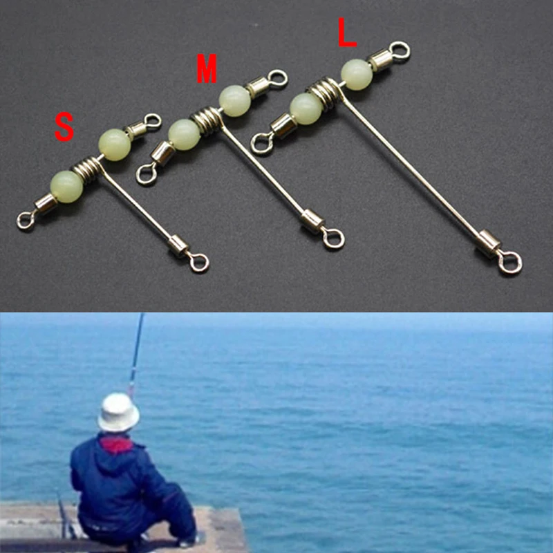 

Mini Fishing 3 Way Rolling Swivel T-shape Cross-line with Luminous Beads Fish Hooks Accessories