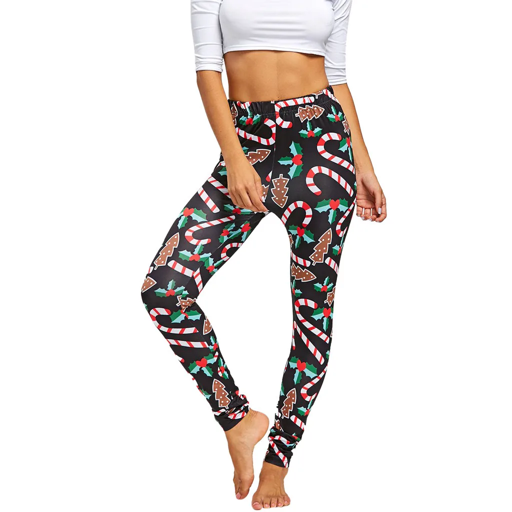

Women Quick Drying High Elasticity Fitness Women Christmas Print Stretched Leggings Tights Sport Yoga Athletic Pants Trousers