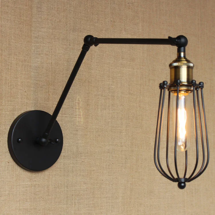 Retro vintage antique Two Swing Arm Wall Lamp For Bedroom Bedside Adjustable Wall Mount Swing Arm cage Lamp with steering head Retro vintage antique Two Swing Arm Wall Lamp For Bedroom Bedside Adjustable Wall Mount Swing Arm cage Lamp with steering head