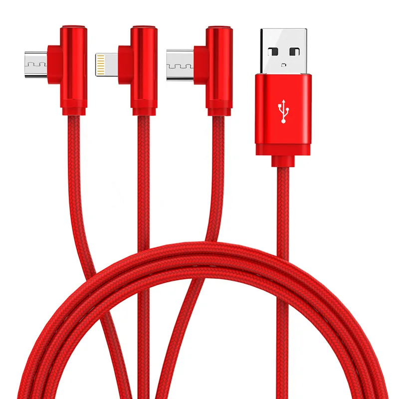 ORICO H3S 3 в 1 USB кабель USB A к Micro B/type C/кабель для зарядки для iPhone XS XR 7 huawei P20 Xiaomi 8 - Цвет: Red Cable