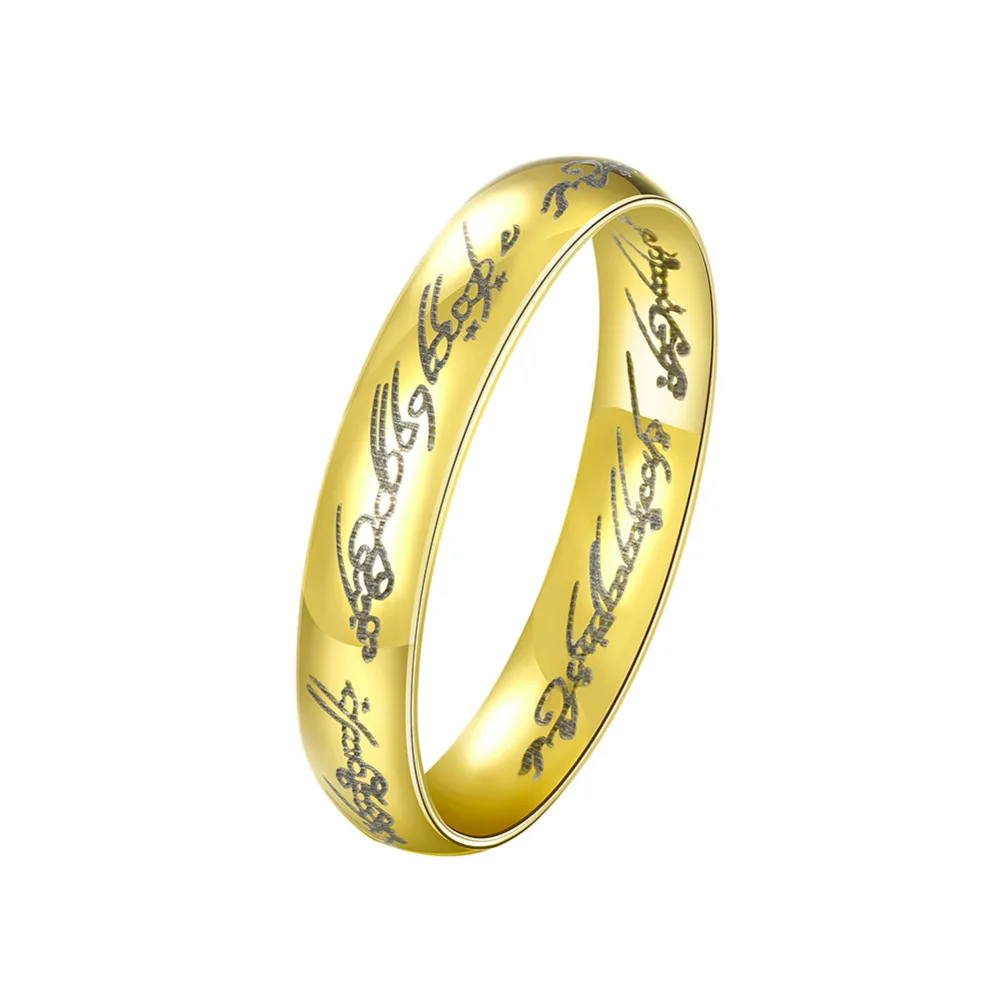 

2015 new arrived 925 sterling silver Steel 18 k golden simple round with Letter sign ring for women fine jewelry wedding jewelry