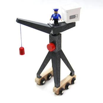 

Plastic Movable Crane Wooden Train Track Railway Accessories Compatible with Brand Wooden Tracks Kids