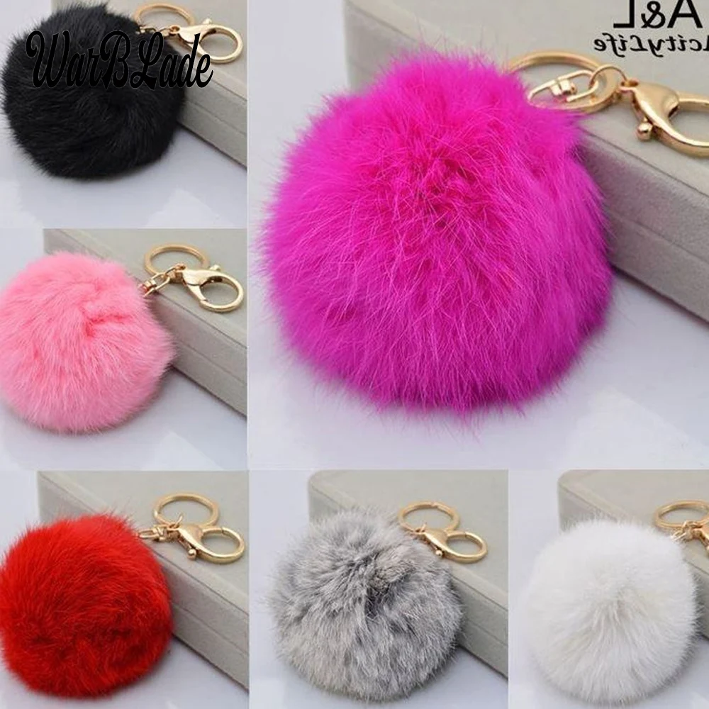 

2019 New Fluffy Fur Pom Pom Keychains Soft Faux Rex Rabbit Fur Ball Car Keyring Pompom Key Chains Women Bag Pendant Jewelry