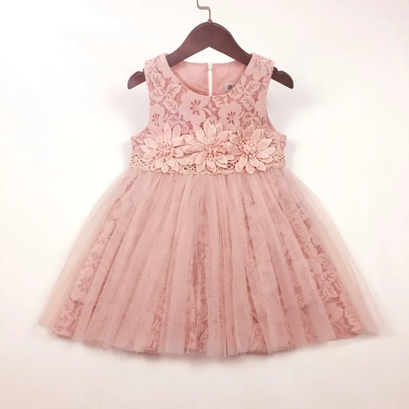 Dress Summer 2018 Girls Princess Dress for Birthday Kids Party Dresses for Baby Girls Children Cotton Lace Dresses GDR343