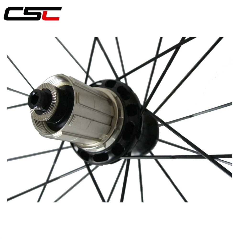 Flash Deal CSC U Shape Straight Pull 700C Clincher Carbon 50mm Wheels 25mm Width with Powerway  R36 Carbon Hubs sapim  pillar 1420 spokes 5