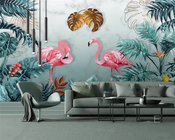 

beibehang Custom wallpaper Nordic small fresh tropical rainforest banana leaf flamingo garden background wall papers home decor