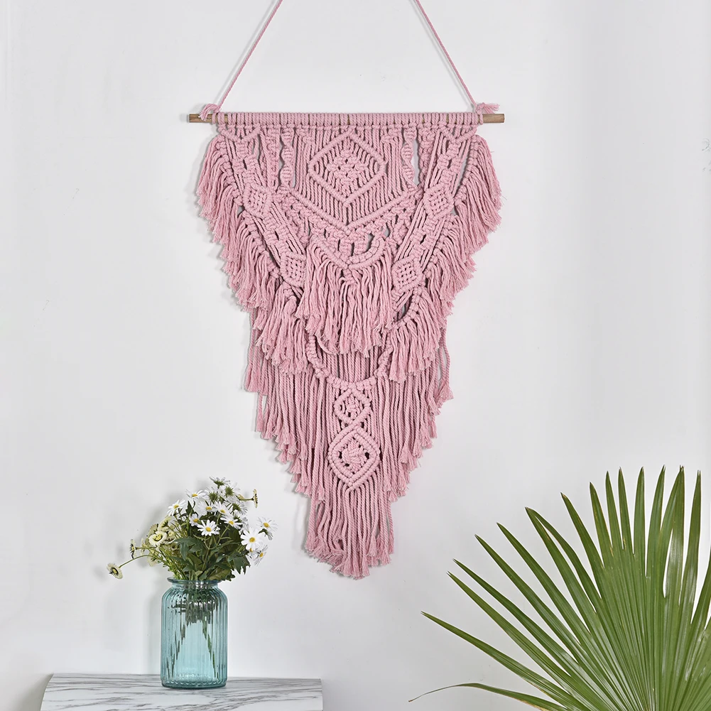 

Pink Pure Hand-Knit Original Color Thick Cotton Yarn Wedding Party Backdrop Decoration Curtain Tapestry