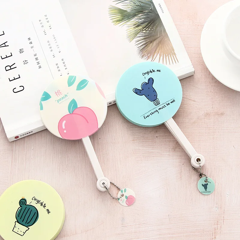

Round Hand Fan Summer Outdoor Travel Cooling Fans Portable Mini Handmade Cactus Small Fresh Art Cartoon Pattern Hand Held Fold