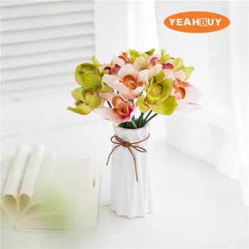 

15PCS 6Color Artificial Silk Orchid Flower For DIY Wedding Flower Bridal Bouquet Decor Accesories Home Decorative Flower NO VASE