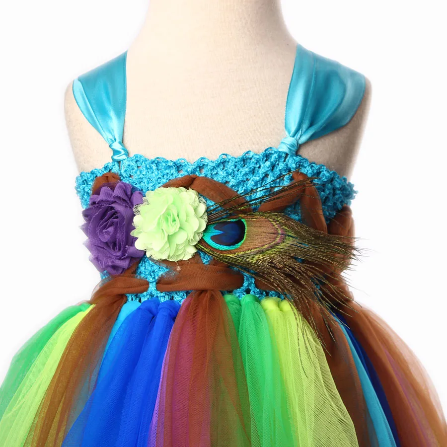 Peacock Tutu Dress for Girls Kids Birthday Party Wedding Costume Children Pageant Ball Gown Flower Dresses (7)