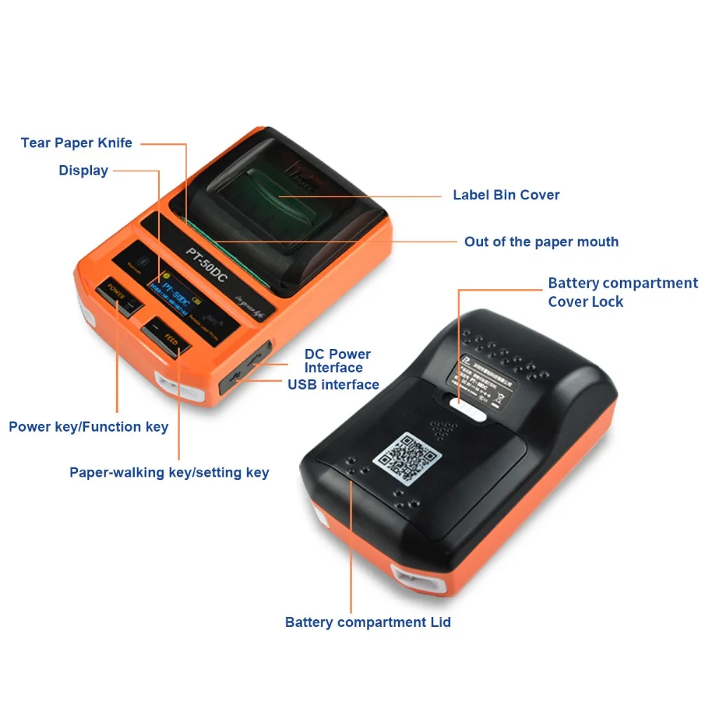 PUTY принтер этикеток PT-50DC полностью автоматическая машина с интерфейсом Bluetooth беспроводной Термальный чековый принтер этикеток костюм для нескольких случаев