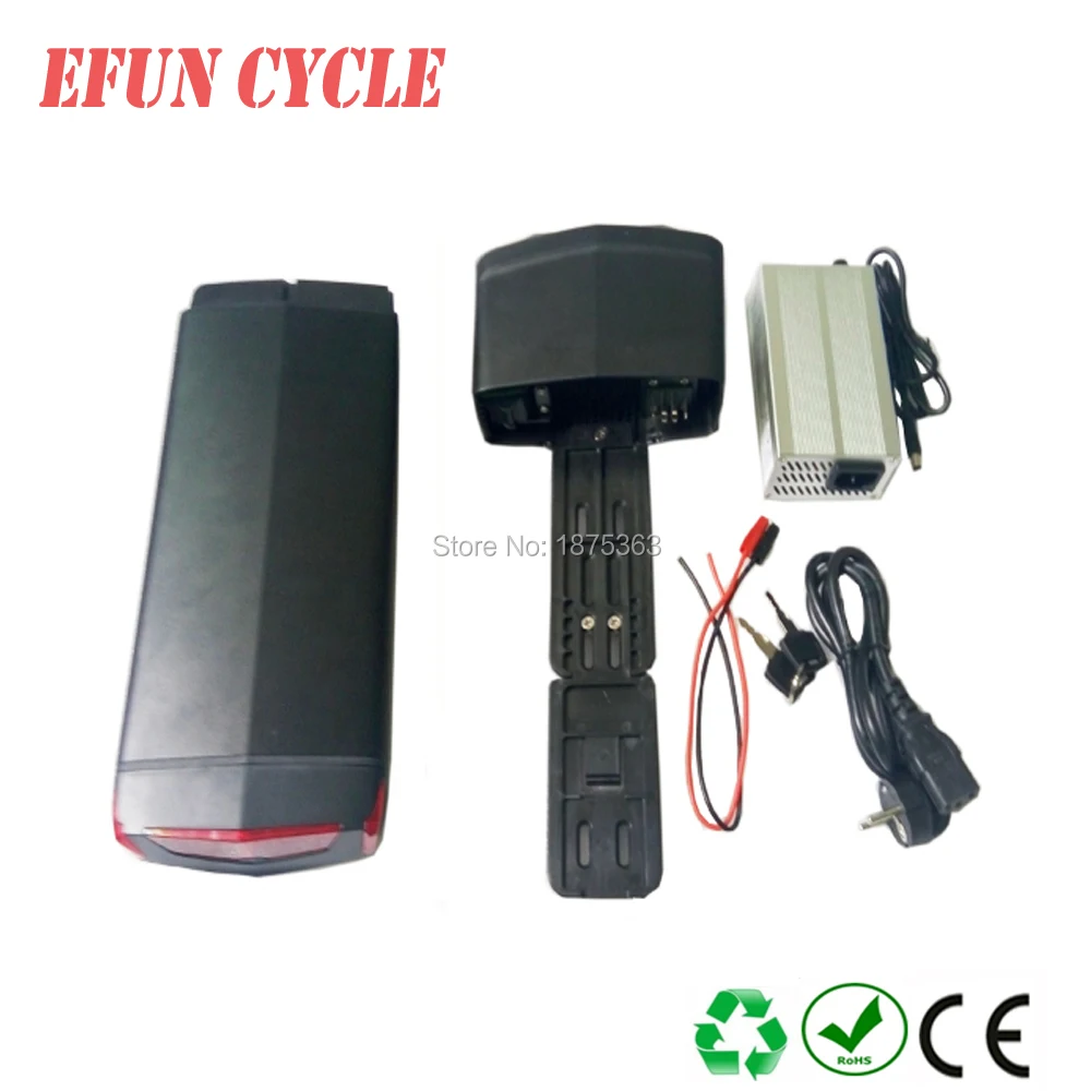

Free shipping rear rack ebike battery 48V 14Ah with back light for fat tire ebike compitable with BBSHD mid drive motor