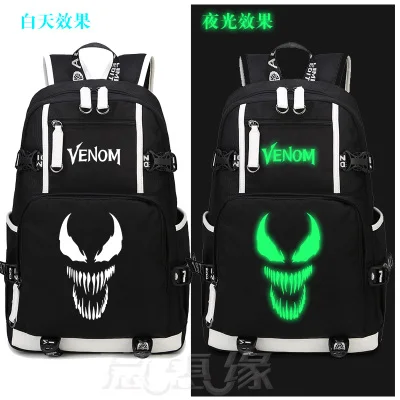 Фильм Venom рюкзак Человек-паук косплей нейлоновая школьная сумка светящиеся дорожные сумки