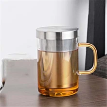 Стеклянная бутылка для воды с крышкой фильтра стеклянные кружки чайная банка кружки для пива Fincan экологически чистые прозрачные кружки чашки Круглые DDQ92