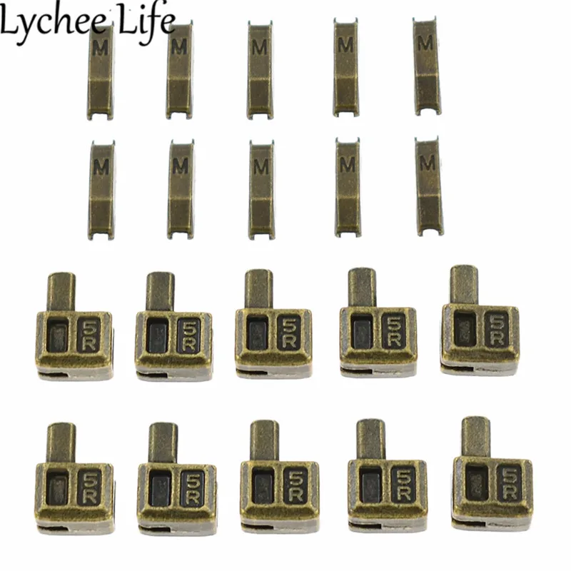 Lychee Life 10 шт. металлическая ремонтная застежка молния стопор цинк 5 # сплав