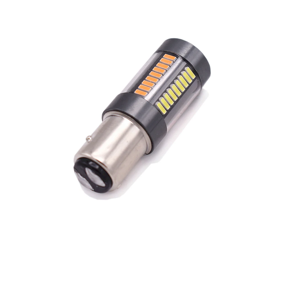 10 шт./лот двойной Цвет 1157 P27 BAY15D 4014 66 SMD светодио дный Белый/янтарный горки поворота световой сигнал задние тормоза Обратный лампа 12 V