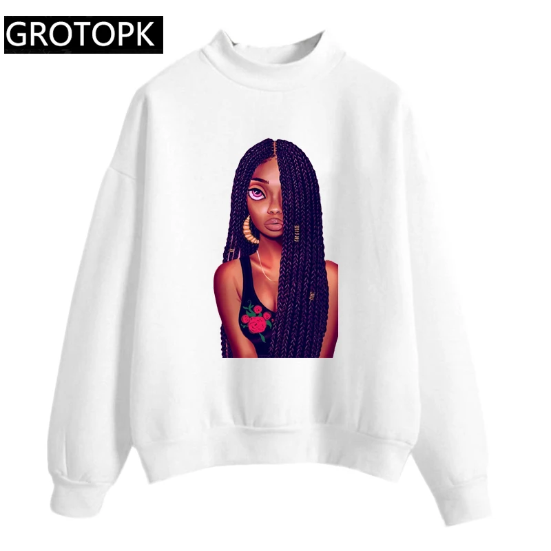  2019 2bunz Melanin Women Hoodies Black Girl Poppin Aba Hip Hop Harajuku Funny Streetwear Autumn Lon