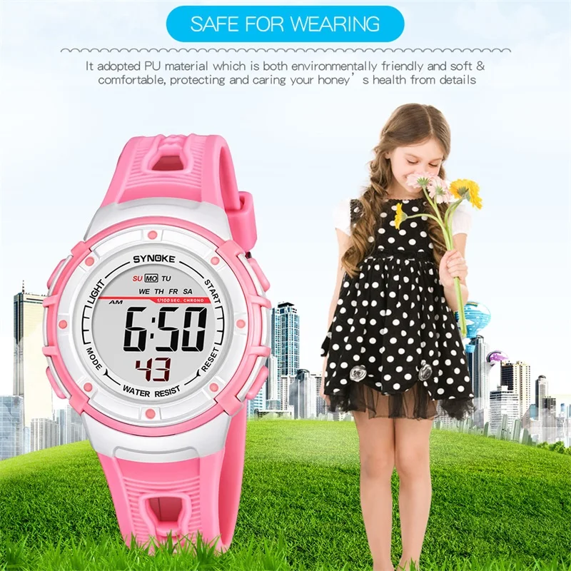 Часы наручные SYNOKE детские цифровые электронные водонепроницаемые спортивные