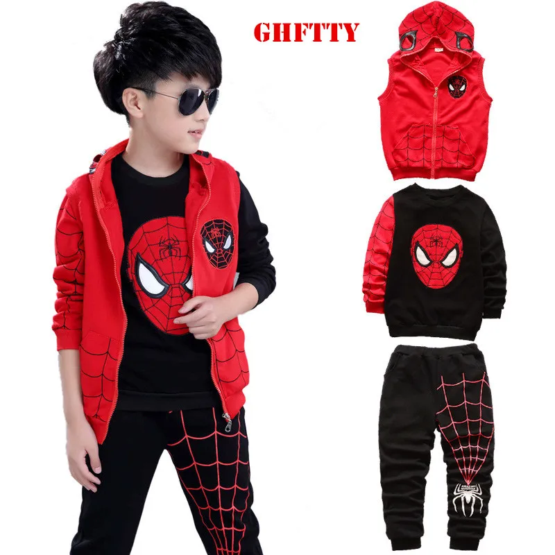 

Baby boy clothes autumn winter cotton Suit For Boys clothes spider man 3pcs Costumes sports suit sweater kids clothes tracksuit
